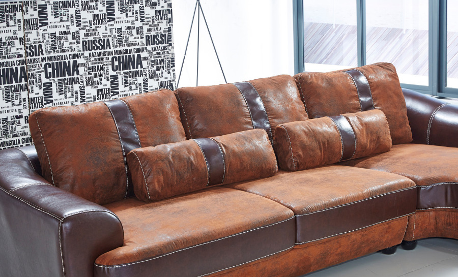 Suede/Leather Sofa Lounge Set